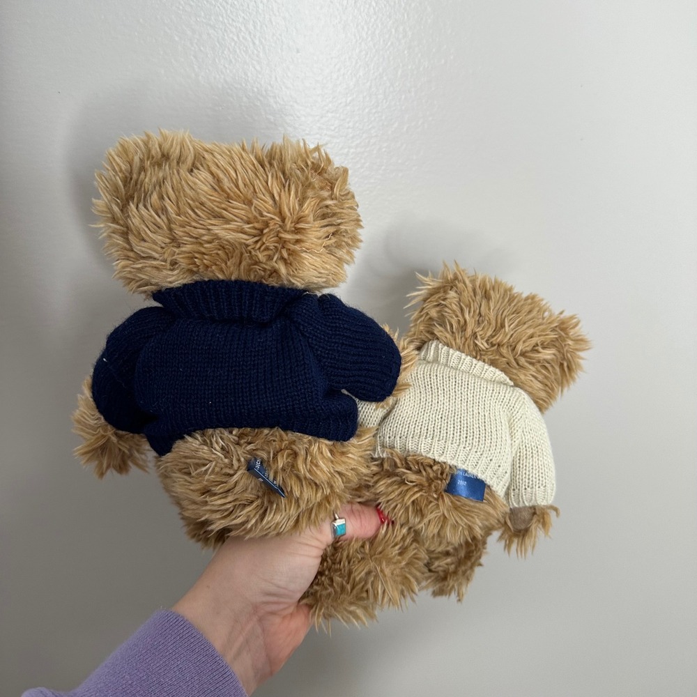 Polo Ralph Lauren Teddy Bear Plush Set Cream Navy Sweater Logo Stuffed Toy 2002 - Picture 3 of 5